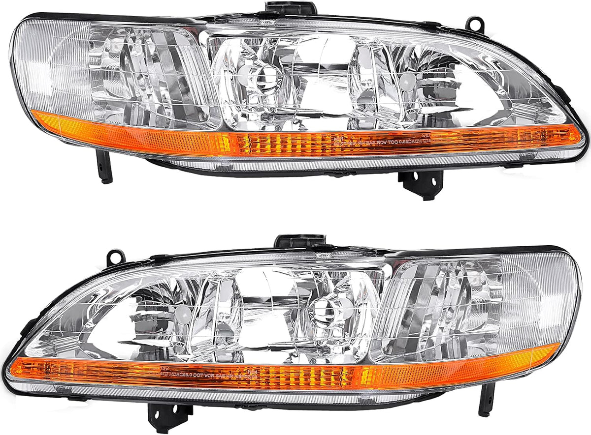 Headlight Assembly Replacement Black Housing Amber Reflector S608