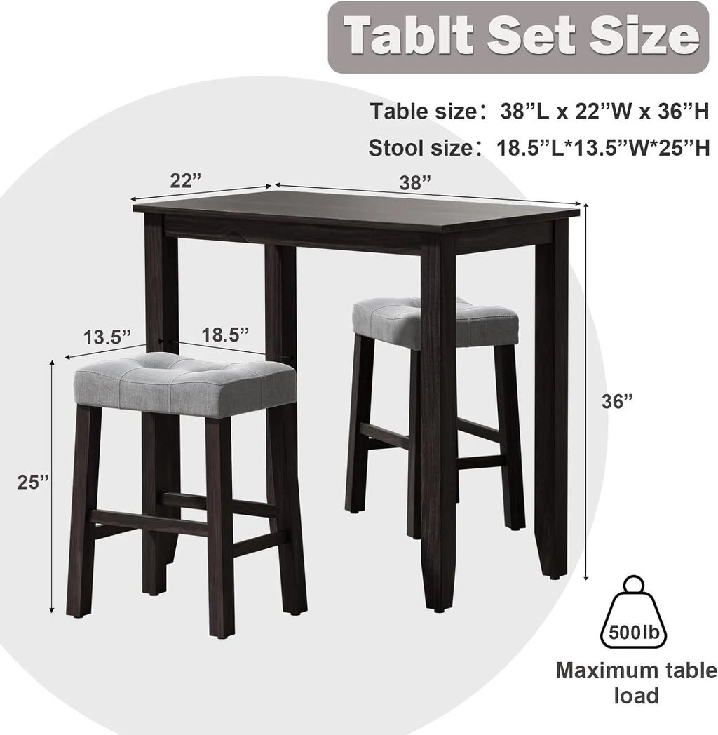 3 Piece Counter Height Dining Table Set with Bench and 2 Stools C581879