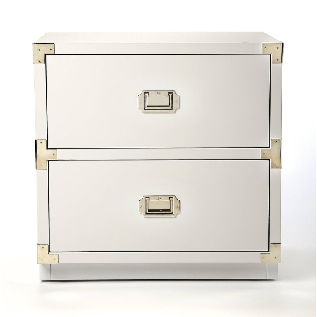 2 Drawer White Campaign Chest R9844