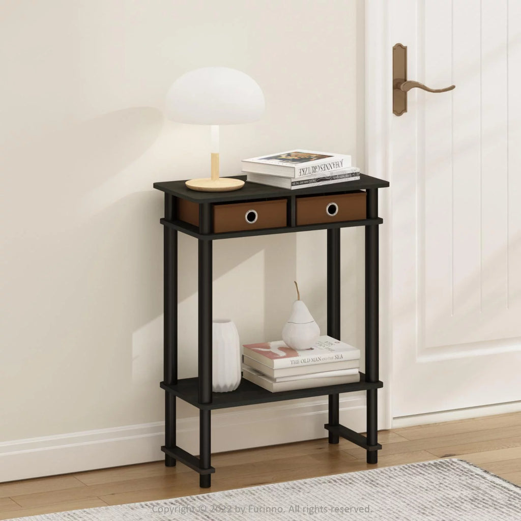 Espresso Brown Console Table with Bin U73831