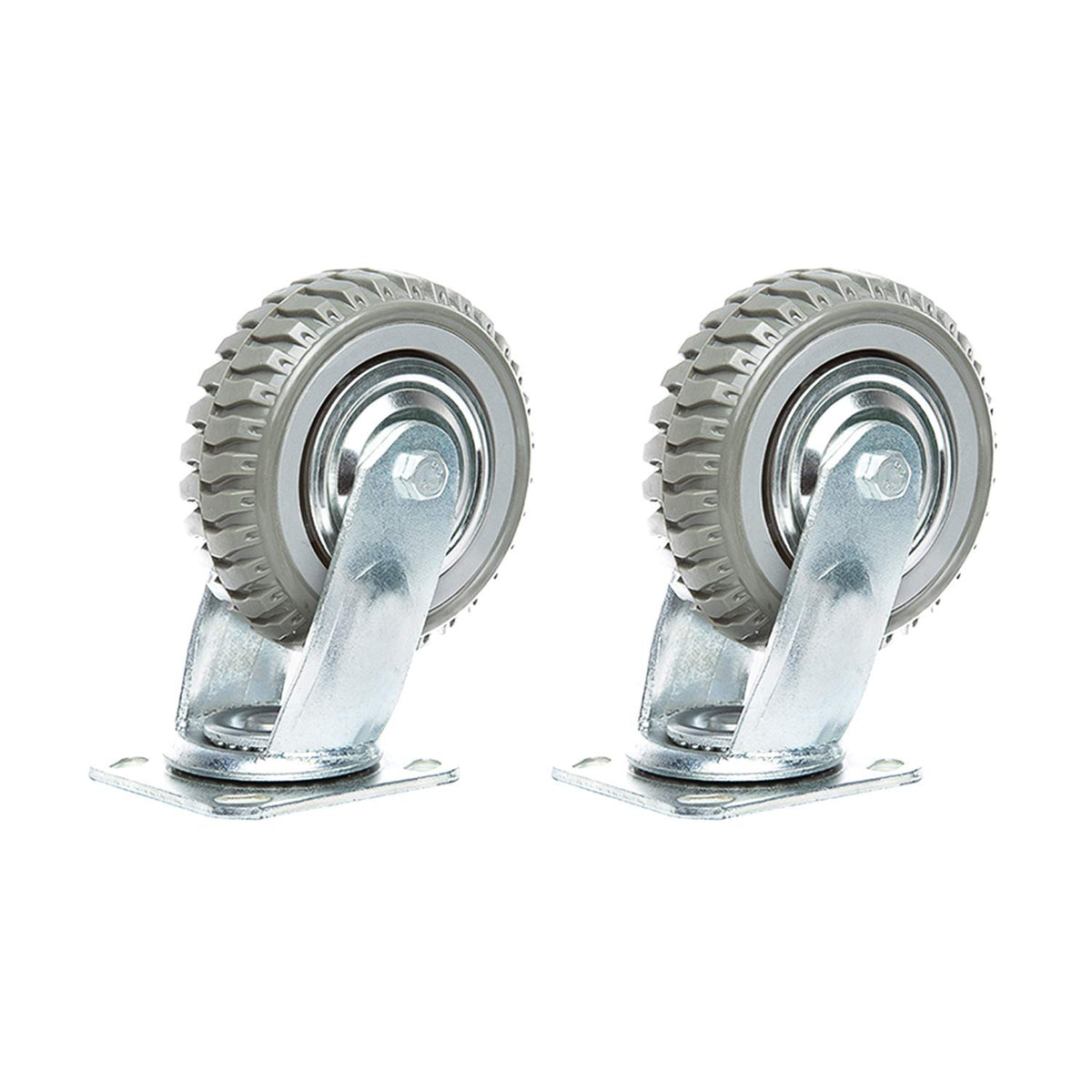 6 Inches Heavy Duty Rubber Swivel Casters Set of 4 (2 with Brakes & 2 Without) T929