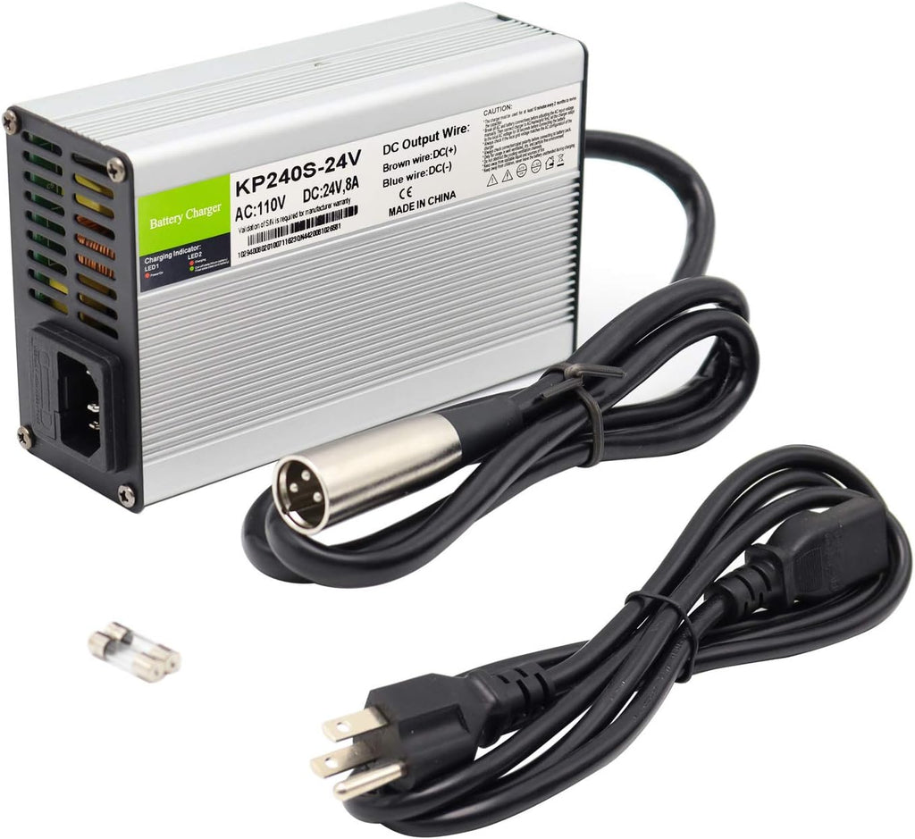 24V 8A Lead Acid Battery Charger with 3-Pin XLR Connector, Pack of 2 J247674