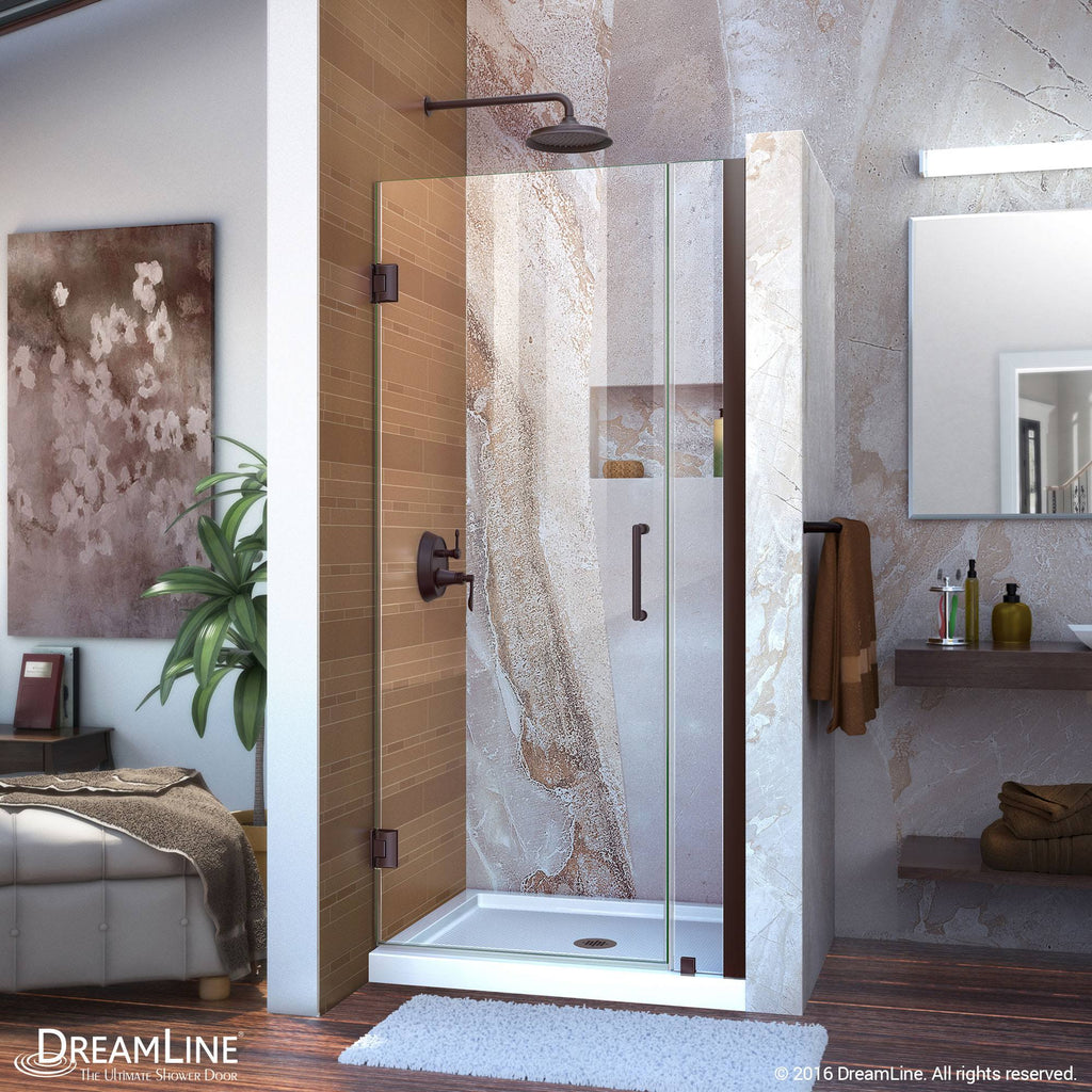 Frameless Hinged Shower Door, Clear Glass, Oil Rubbed Bronze V895722