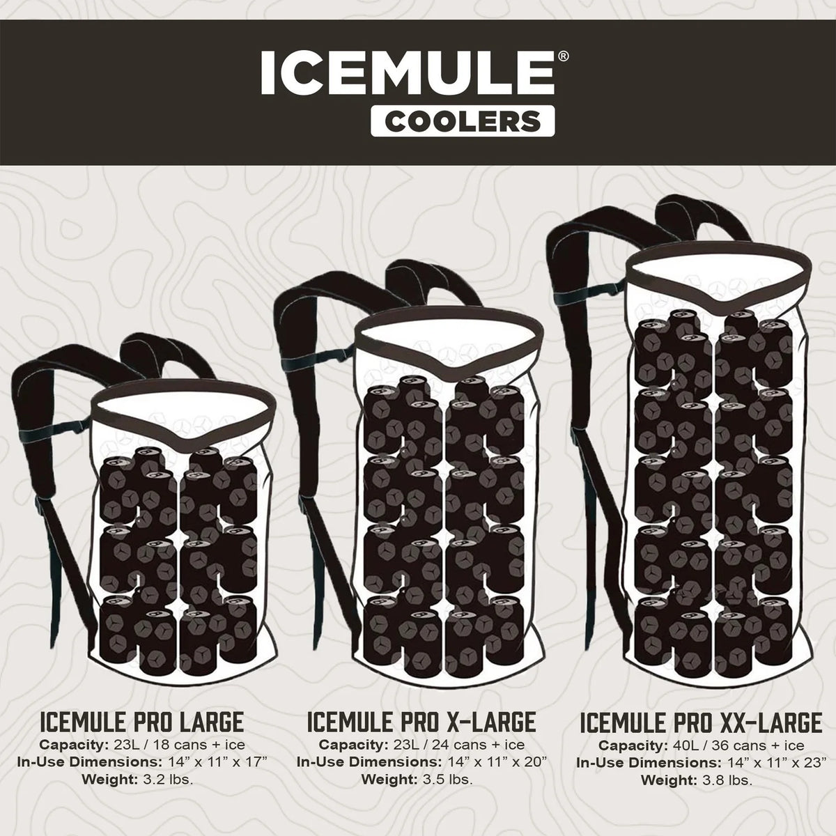 IceMule Pro XLarge 33 Liter 24 Can Soft Insulated Waterproof Backpack Cooler Bag D64957