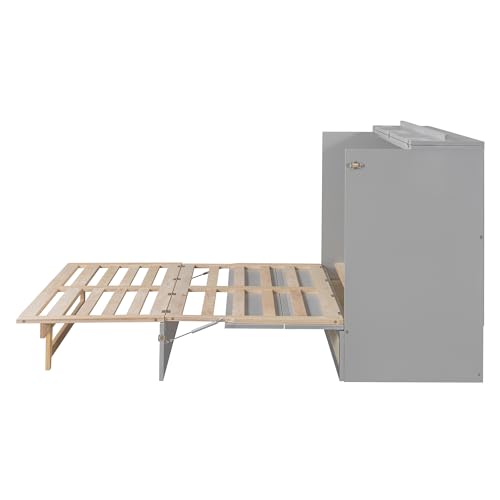 Queen Size Solid Wood Murphy Bed with Storage Drawers M523