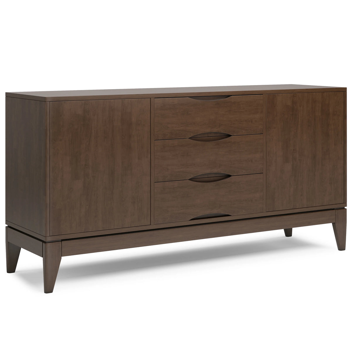 Walnut Brown 60 inch Solid Hardwood Sideboard Buffet V351