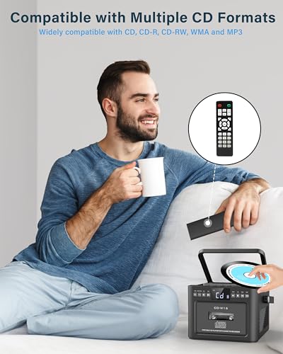 Portable Boombox CD Player with Cassette Player and Bluetooth F9532