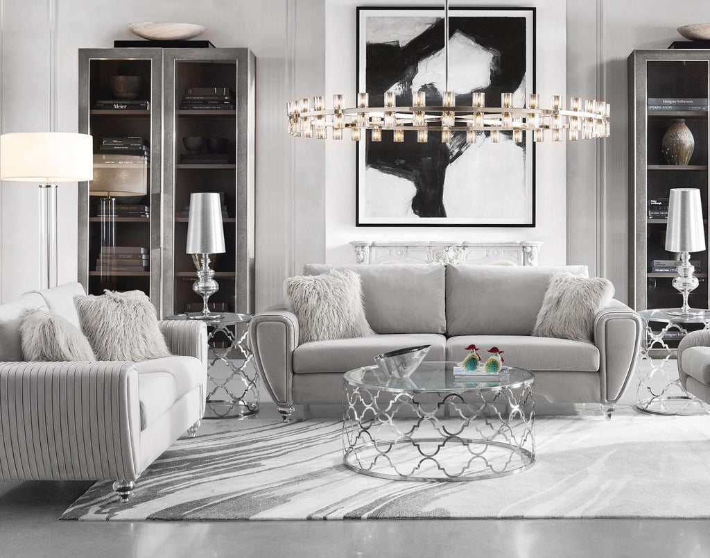 Light Gray Fabric Sofa & Loveseat Set 2 Pcs B6576