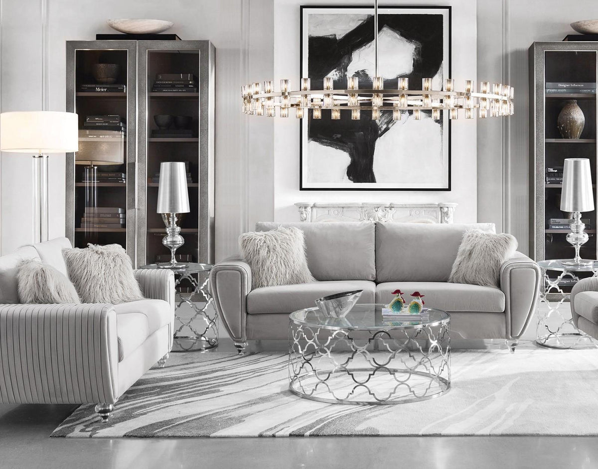 Light Gray Fabric Sofa & Loveseat Set 2 Pcs B6576