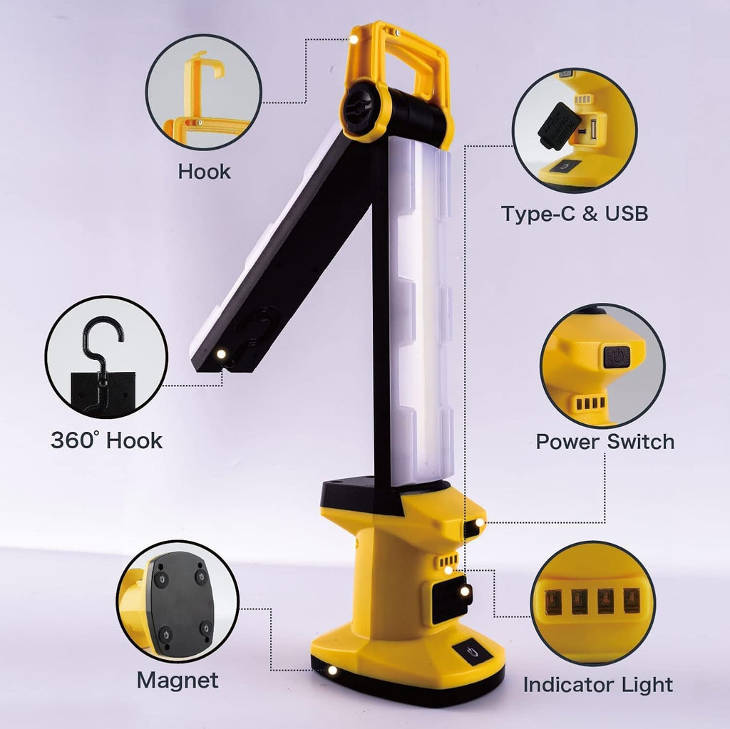 LED Rechargeable Magnetic Work Light, Foldable Cordless Underhood Flood Lighting, 2 Pack B78492