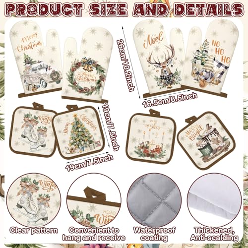 12 Pcs Christmas Kitchen Towels Pot Holders and Oven Mitts Set T11266