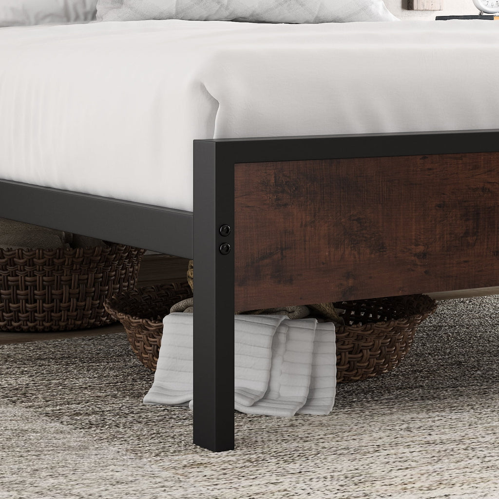 Queen Size Platform Bed Frame with Wood Headboard C4761