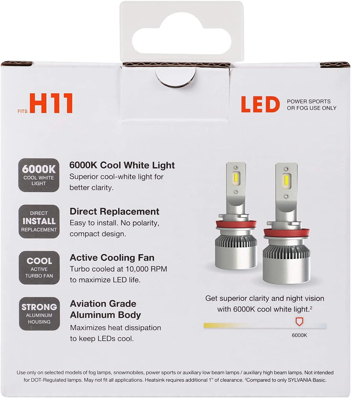 H11 LED Powersport Headlight Bulbs 2 Pack G454