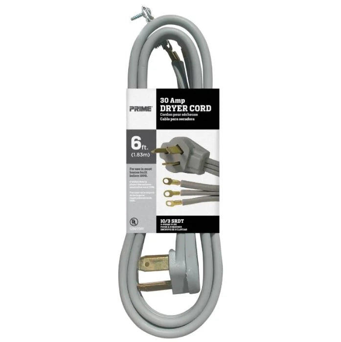 6 Feet 30 Amp 3-Wire Dryer Cord, 5 Pack C76582