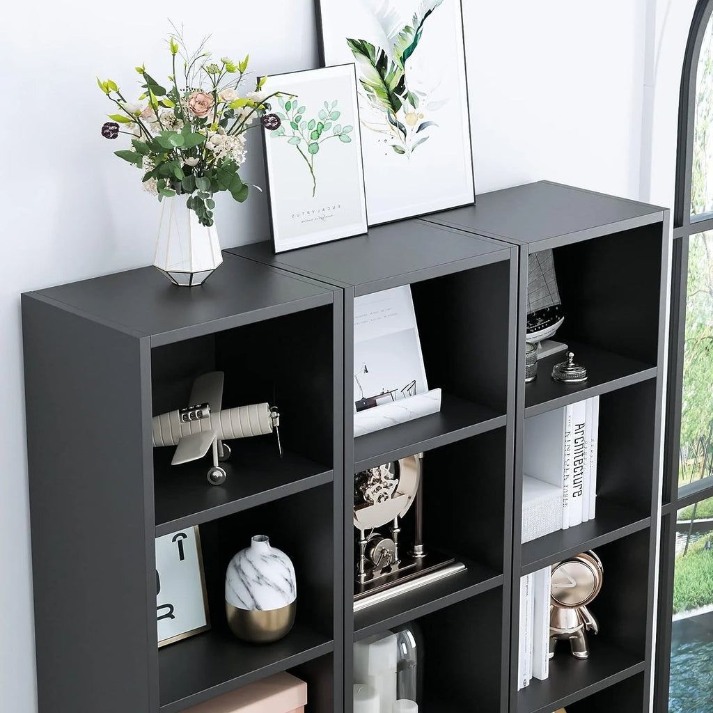 8-Tier Tall Narrow Media Storage Cabinet with Adjustable Shelves, Black I3937