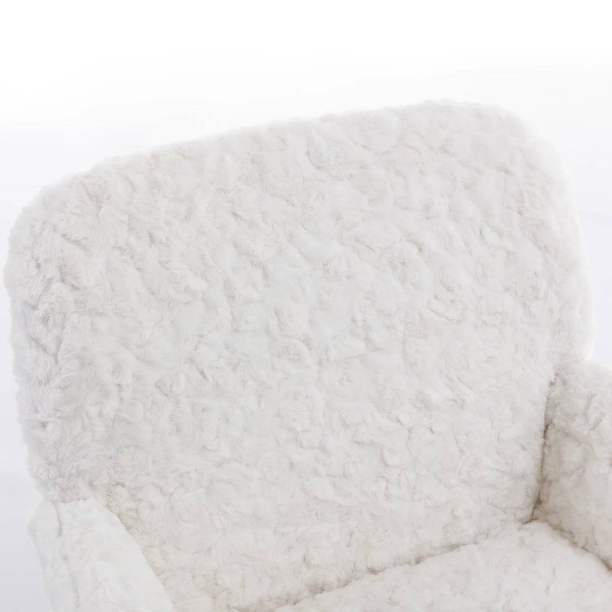 Beige Faux Rabbit Hair Office Chair with Adjustable Swivel V80608