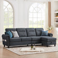 Dark Grey 4-Seat Reversible Chaise Sectional Sofa S777