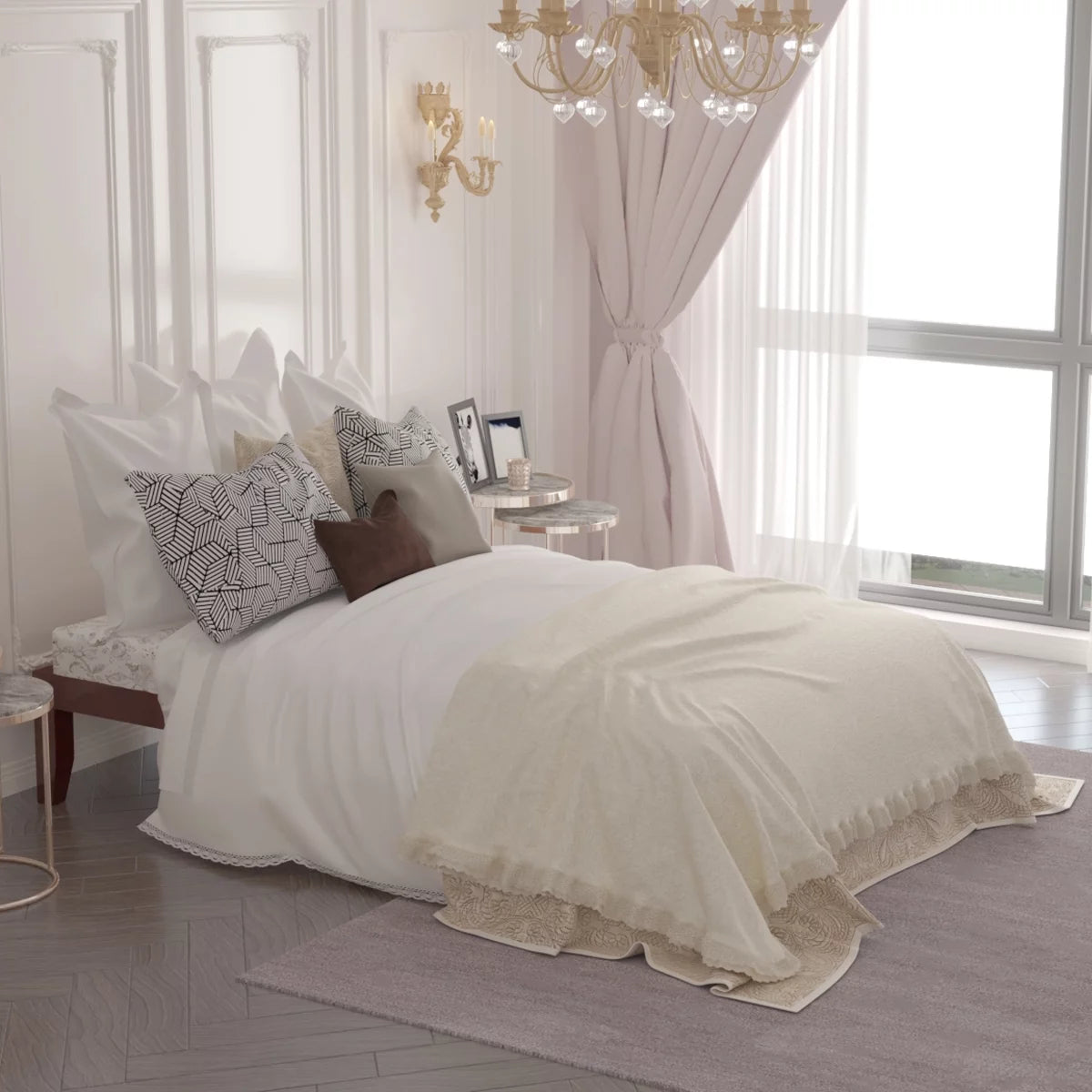 Full Size Wooden Bed Frame with Wood Slats R66530