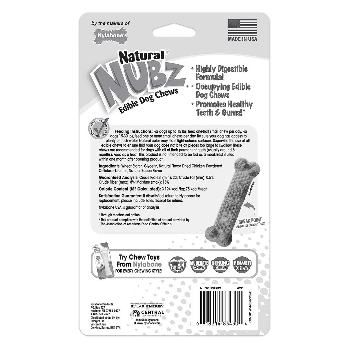 Natural Nubz Dog Treat with Real Chicken B822