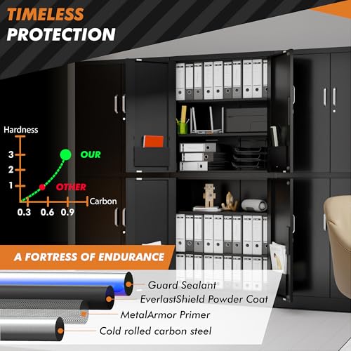 Black Metal Storage Cabinet with Wheels V362924