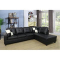 Black Faux Leather Sofa and Chaise with Ottoman U664