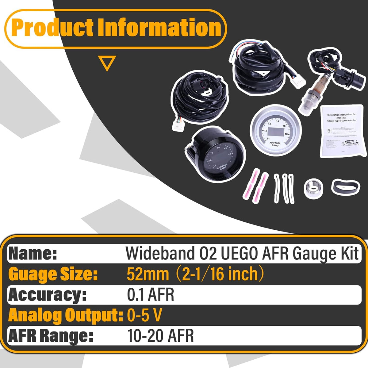 52mm Digital Air/Fuel Ratio Gauge with 4.9 LSU Sensor Q544
