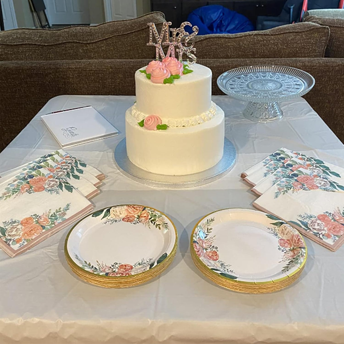 200PCS Floral Paper Plates and Napkins Sets F280568