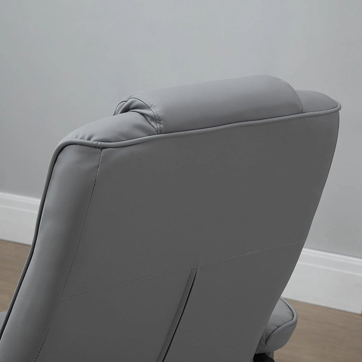 Gray Faux Leather Massaging Recliner Chair and Ottoman Set M6296