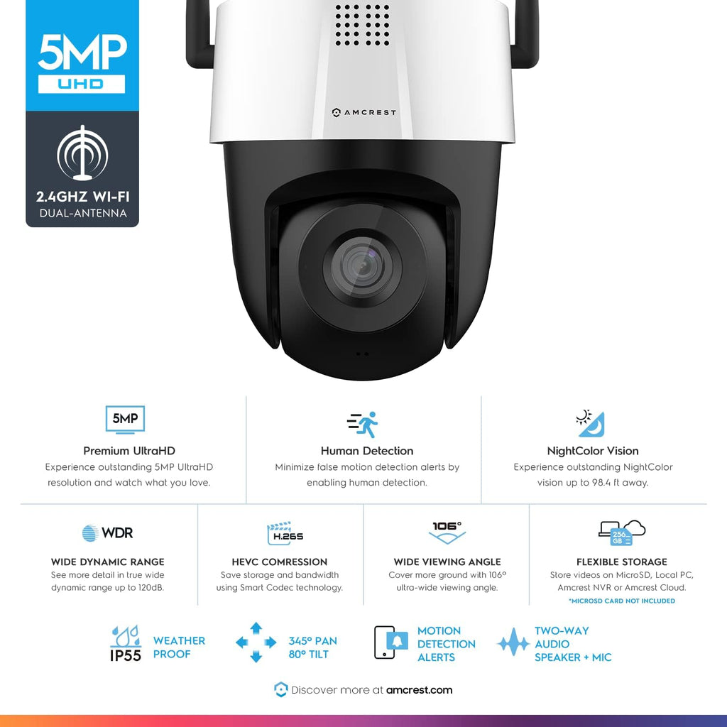 5MP Mini Outdoor WiFi Security IP Camera with Two-Way Audio and Full Color Nightvision L4518
