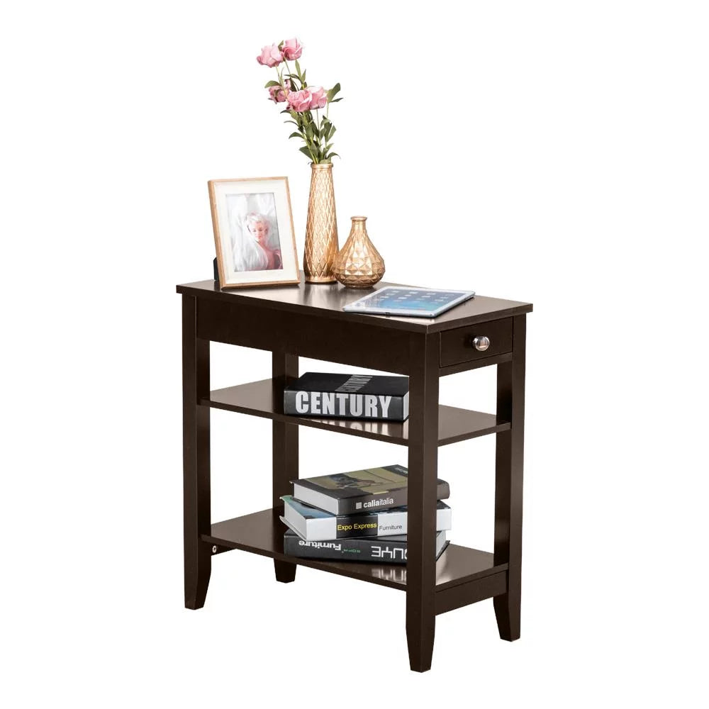 Chair Side End Table with 2 Layers and Shelf A5902