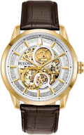 Brown Leather Strap Automatic Skeleton Dial Watch 43mm N380