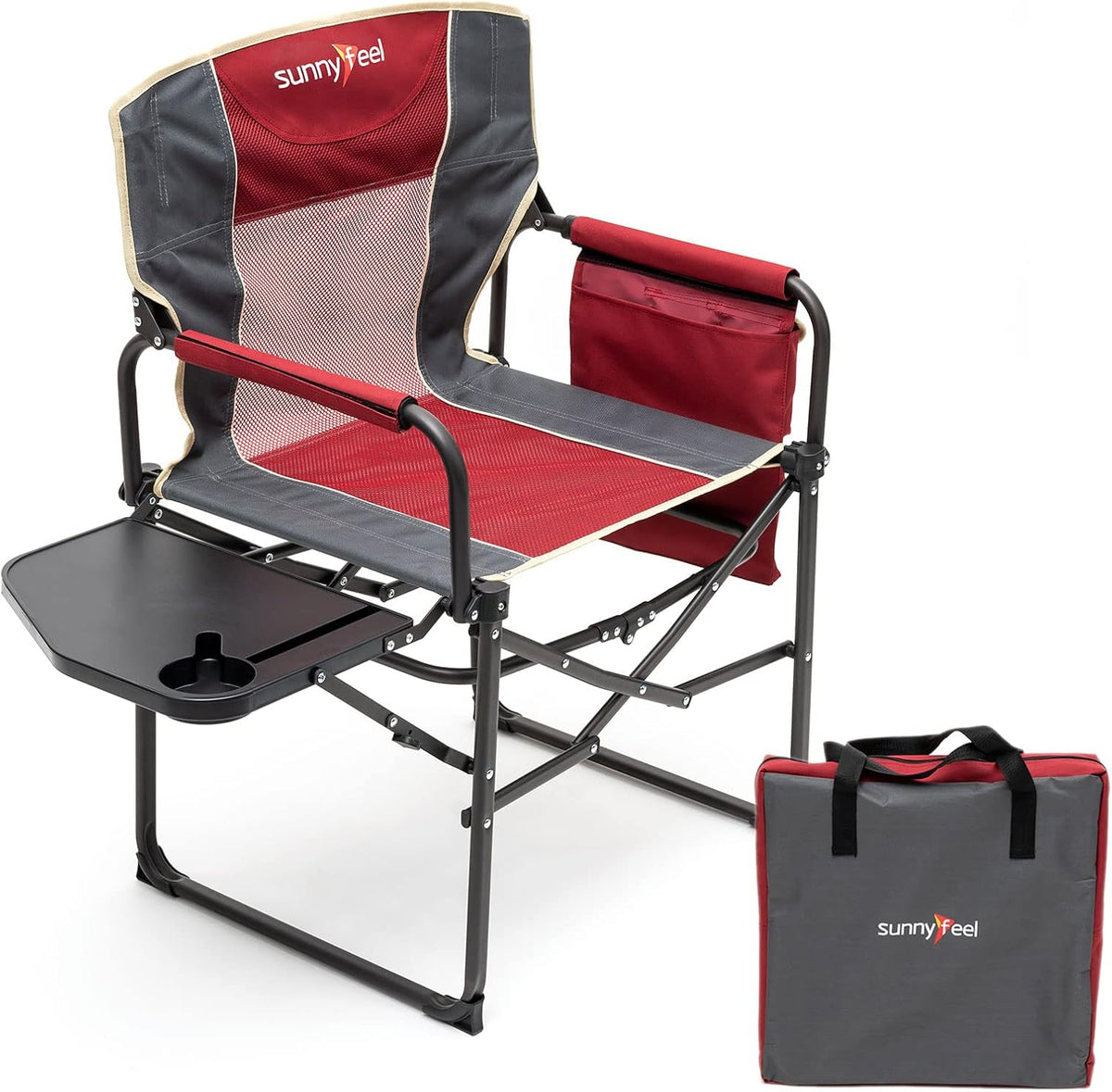 Oversized Portable Folding Camping Chair with Side Table R827059