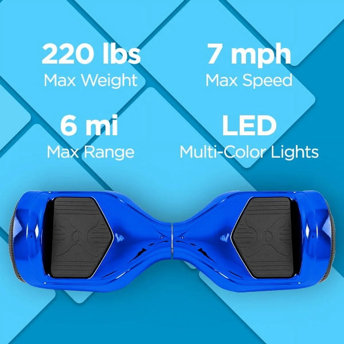 6.5 in LED Wheel Hoverboard, 220 lb Max Weight, Blue M389102