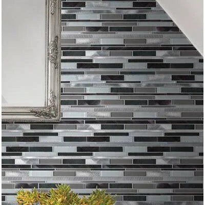 White Glass Metal Mosaic Tile L8360