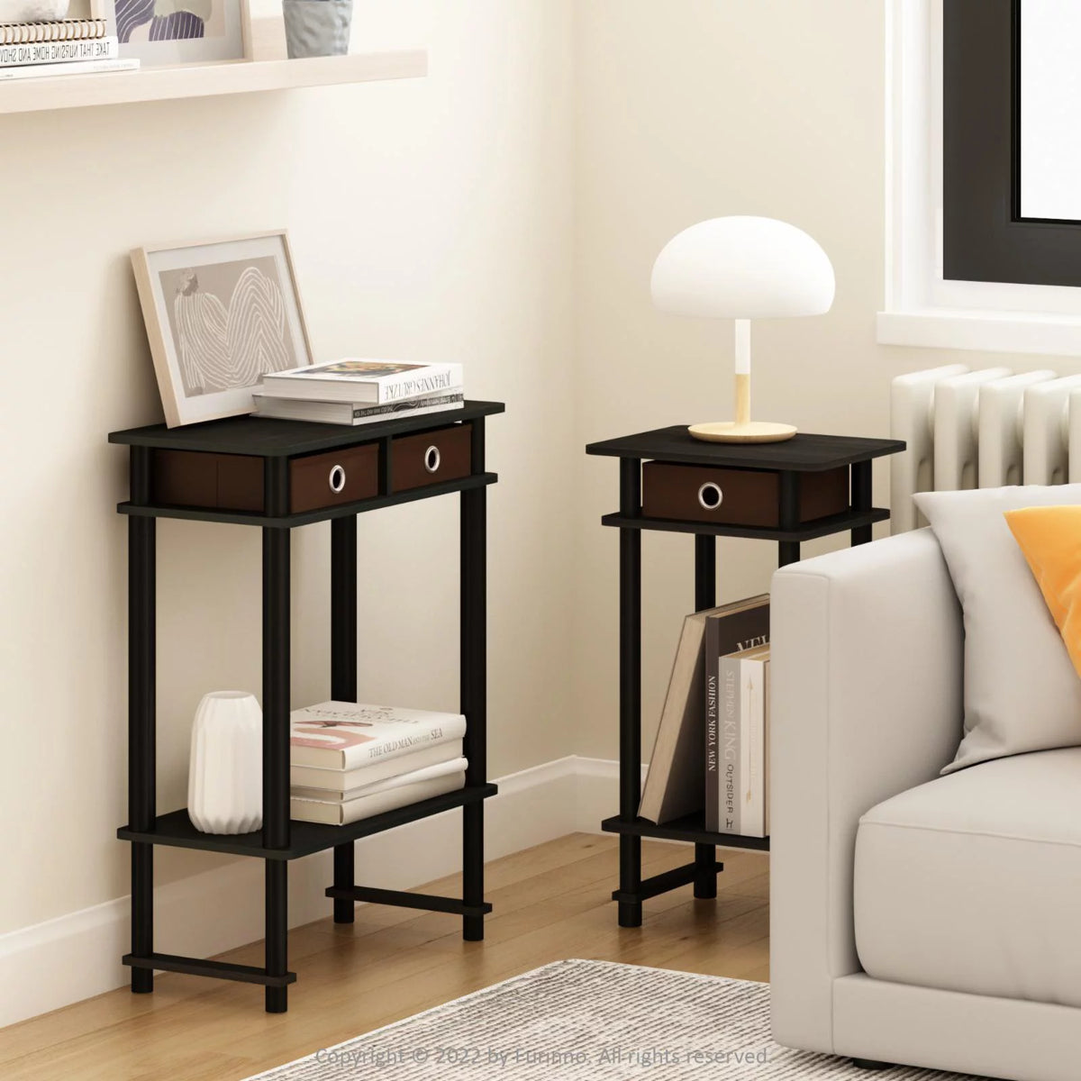 Espresso Brown Console Table with Bin U73831