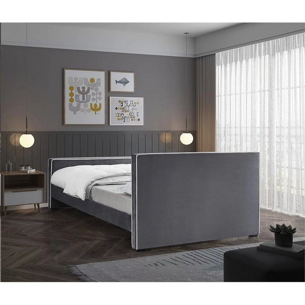 Grey Velvet Full Bed X36640
