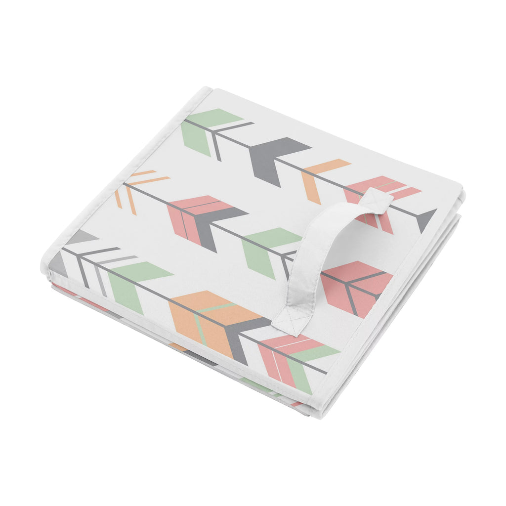 Grey Coral and Mint Storage Fabric Toy Box R8053