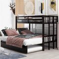 Twin Over Twin/King Wooden Bunk Beds with Trundle and Ladder B53090