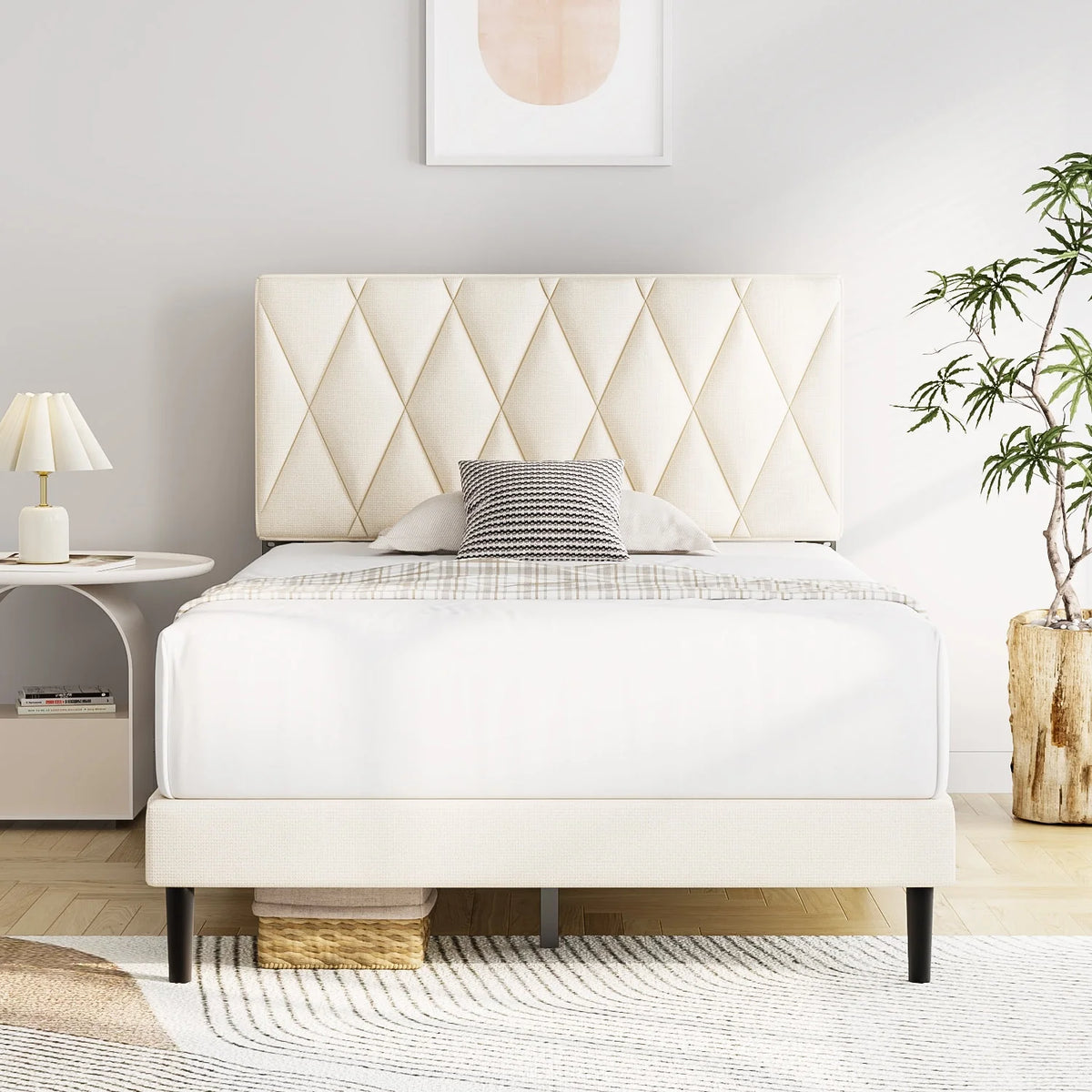 Queen Size Upholstered Platform Bed Frame Z3169