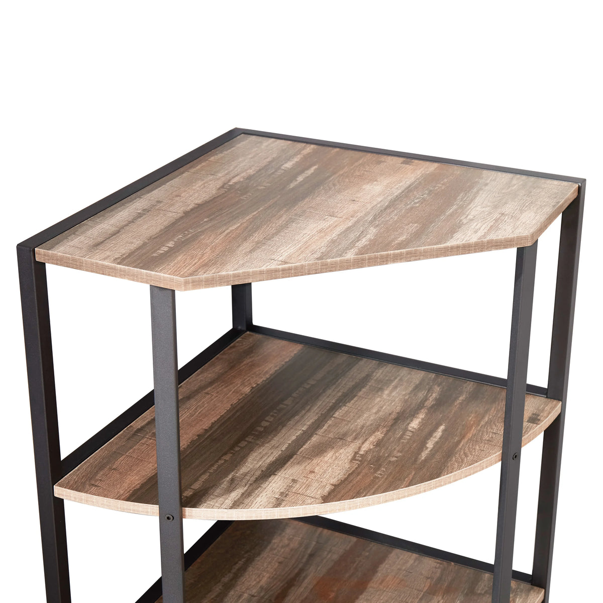 4-Tier Wood Corner Shelf with Metal Frame H556