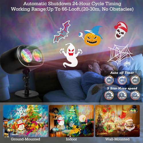 Halloween Projector Lights with 19 HD 3D Ocean Wave Effects X486
