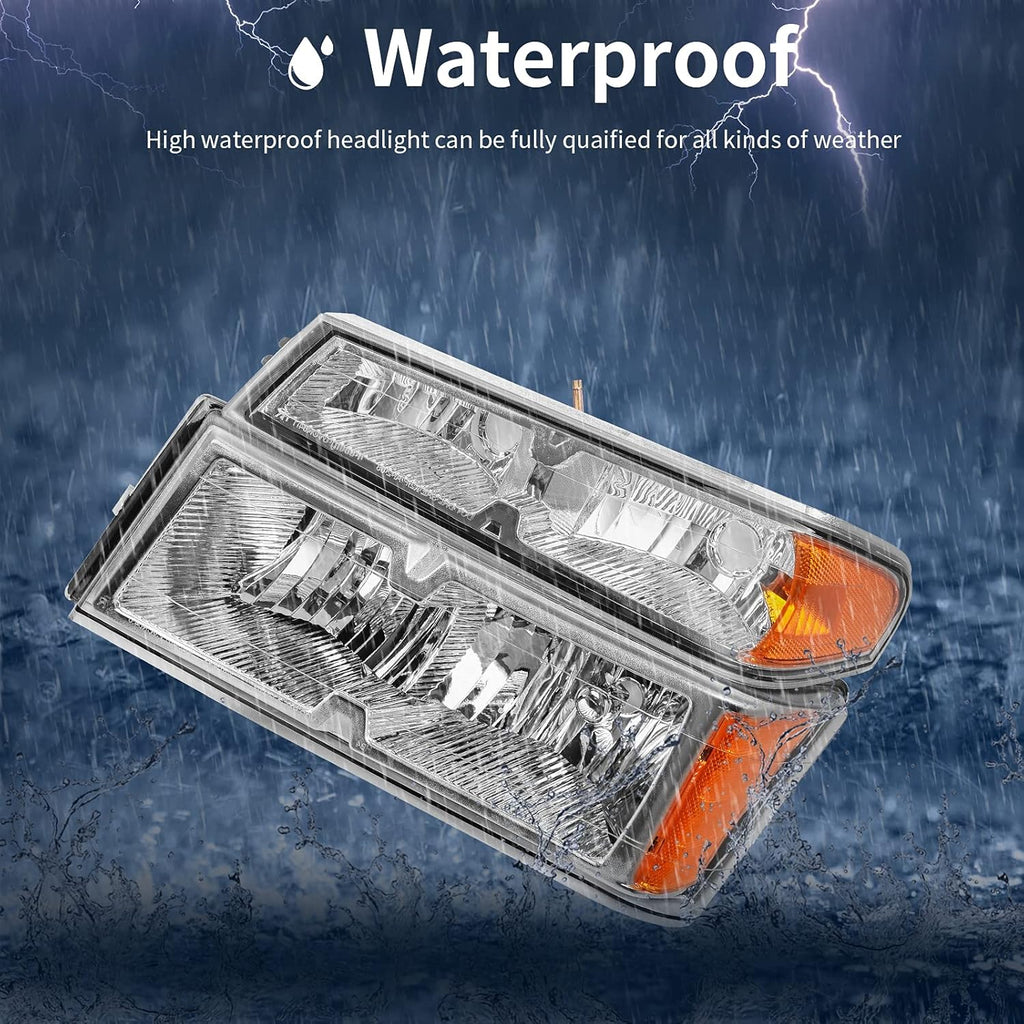 Chrome Housing Headlight Assembly with Amber Reflector and Bumper Lights C71788