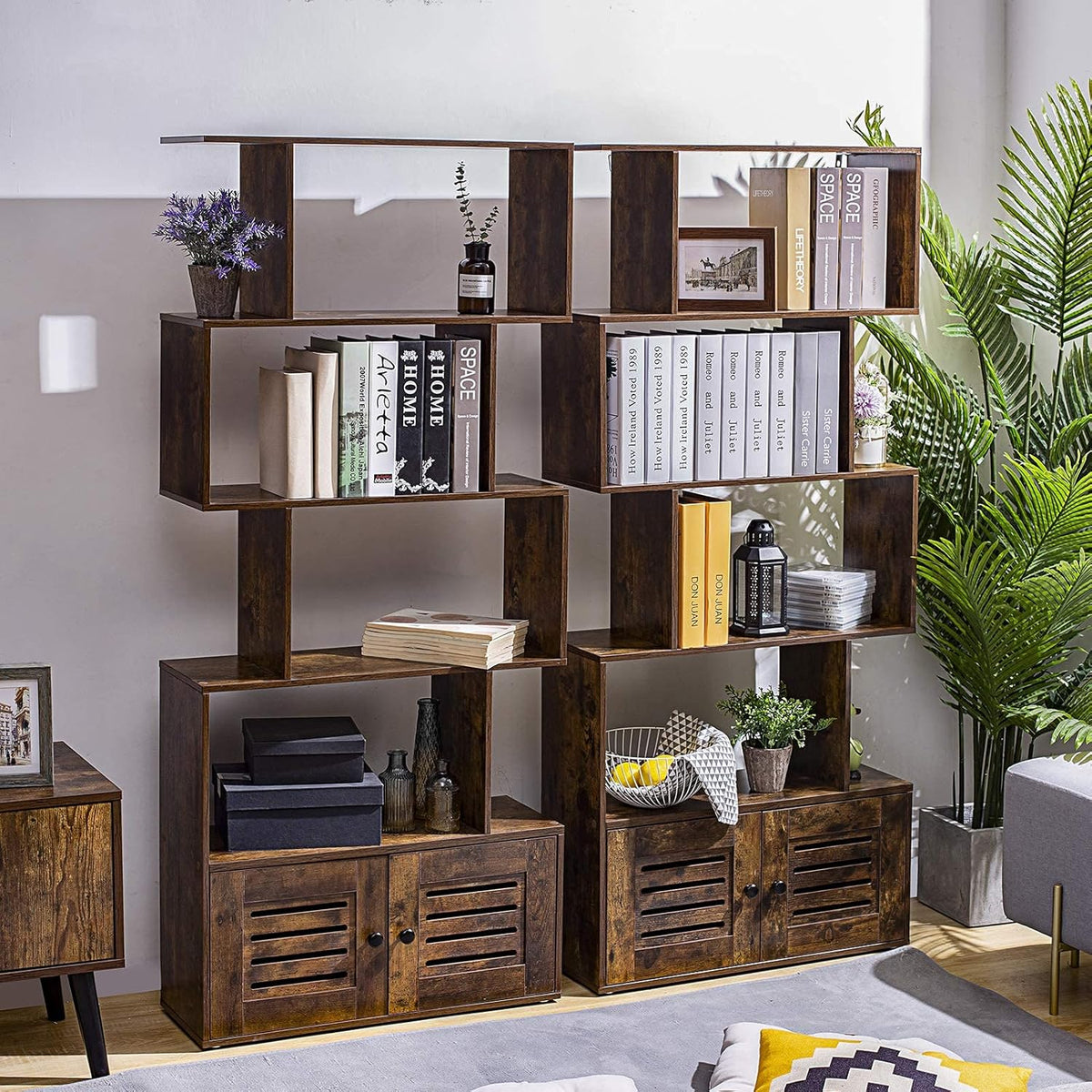 5-Tier Wooden Bookcase with Doors M385