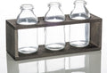 Vintage Milk Bottle Vases With Wooden Stand Set Of 6 C3249