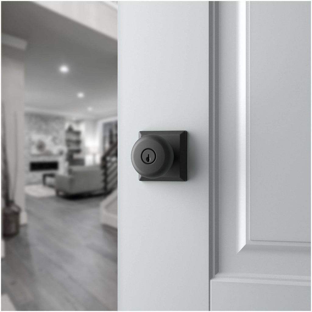 Satin Black Round Single Cylinder Keyed Entry Door Knob F528