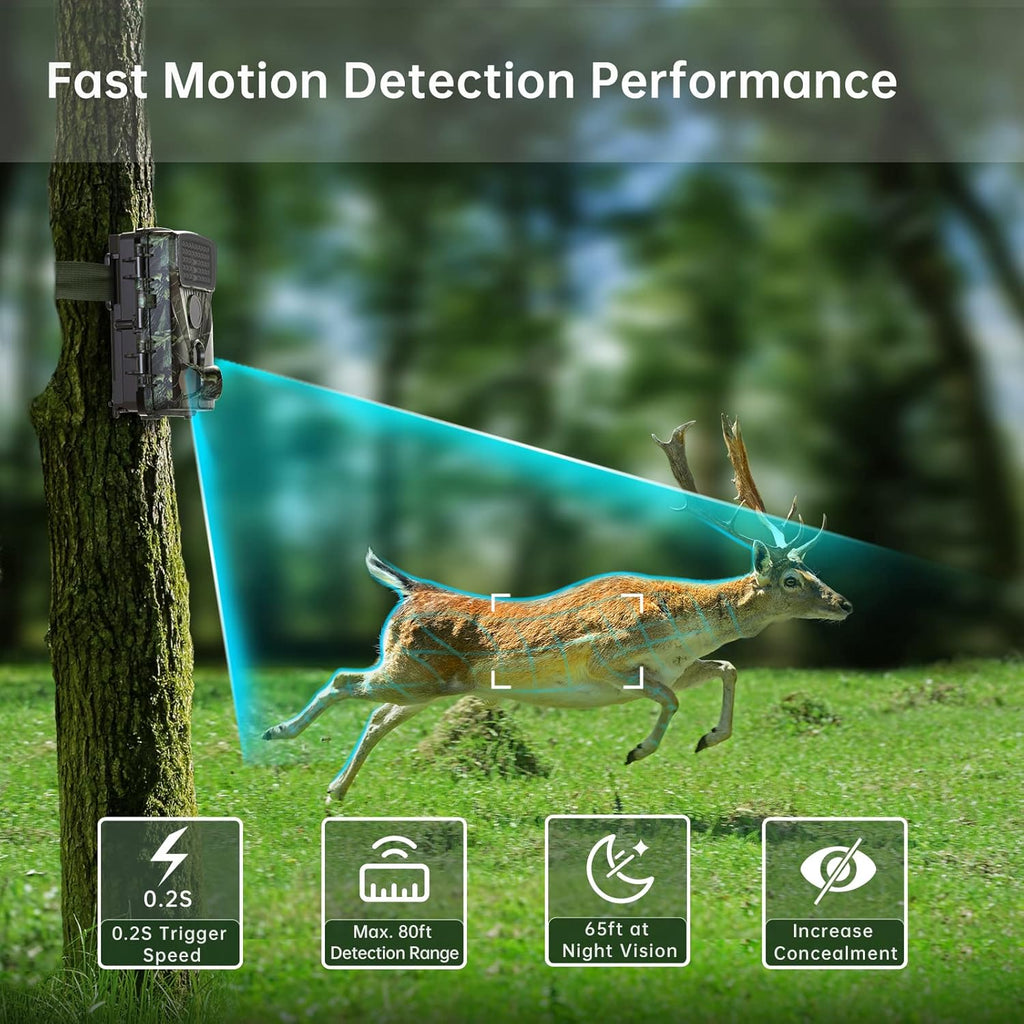 4K 30MP Trail Camera with Night Vision, 120° Wide Angle, IP65 Waterproof G658