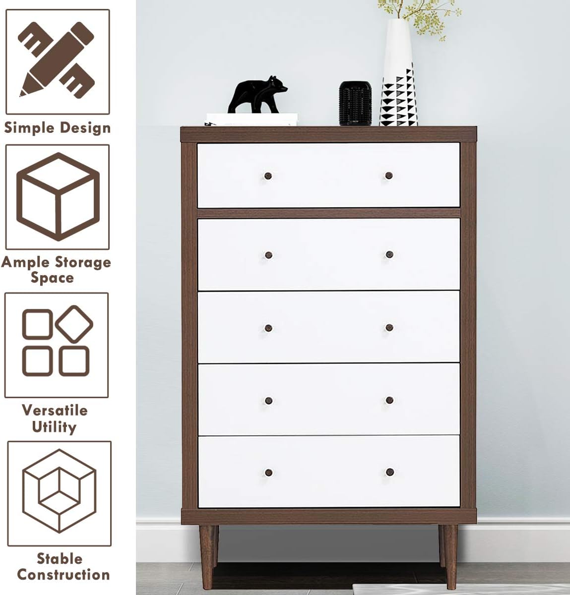 Antique-Style Wooden Drawer Dresser Storage Cabinet B653