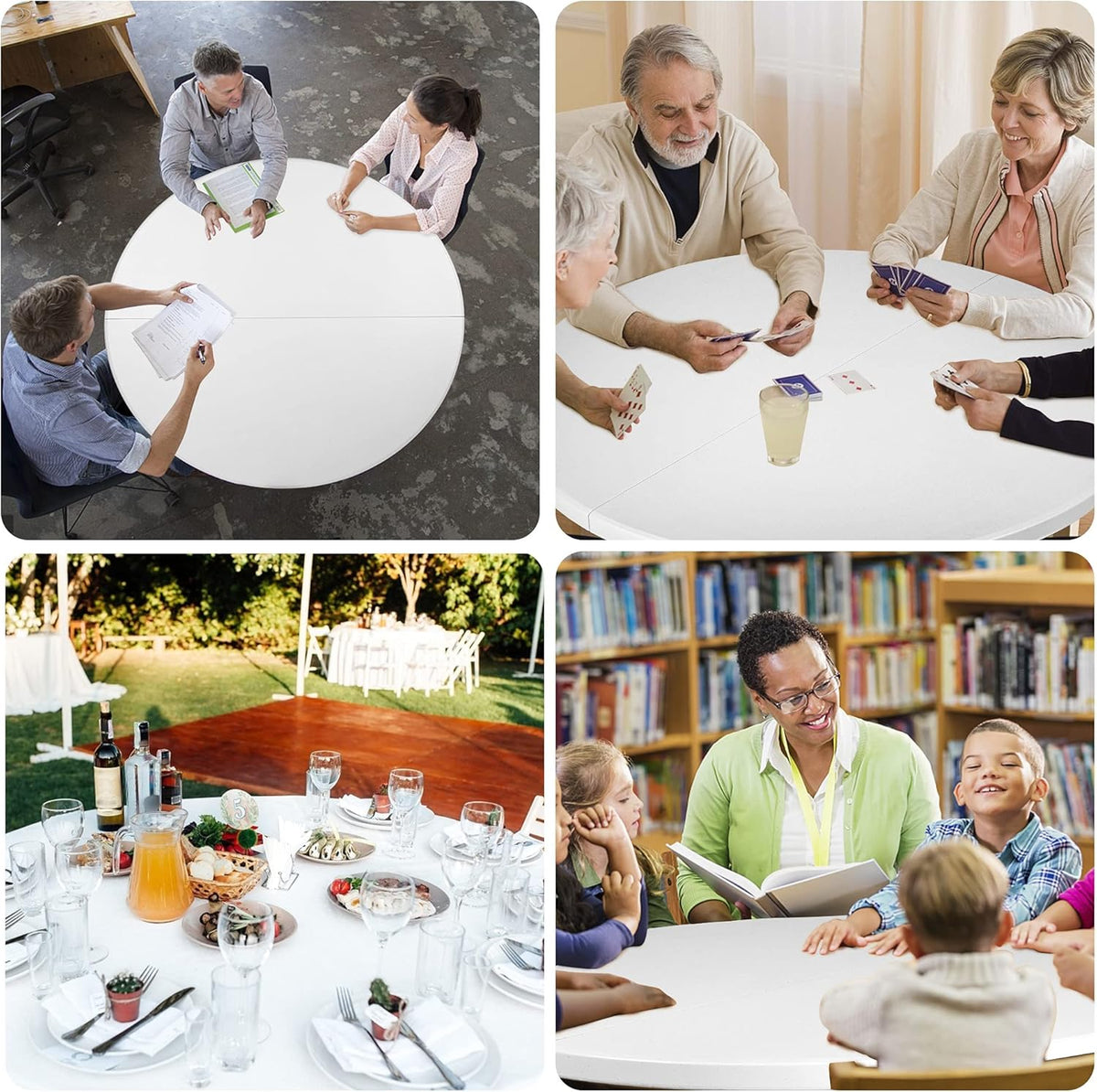 5 Pack Round Folding Table, 53” Dia Portable Card Table N116726