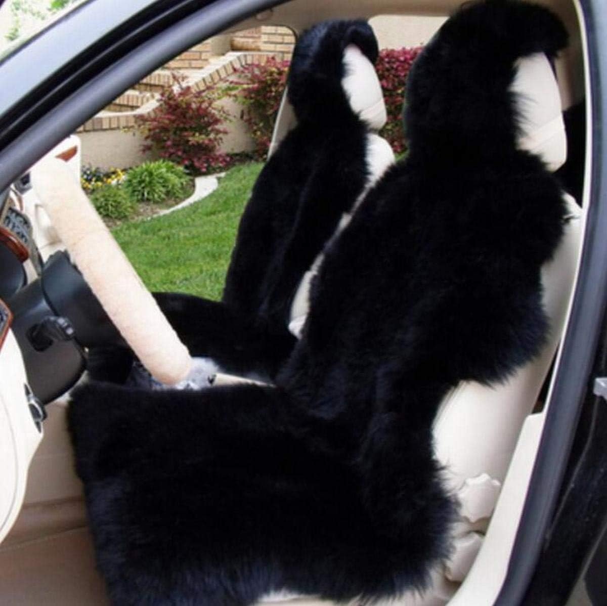 White Genuine Australia Sheepskin Car Seat Cover 1 Piece Y31778