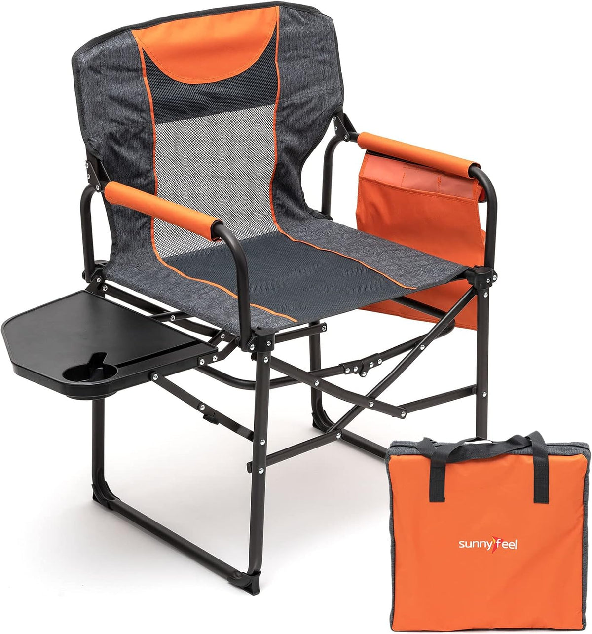 Oversized Portable Folding Camping Chair with Side Table R827059